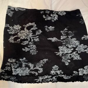 Free People Black and White Floral Mini Skirt